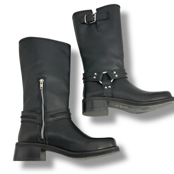 Steve Madden Black Leather Moto Boots - Picture 7 of 11